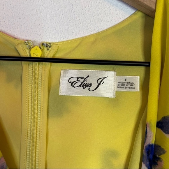 Eliza J Floral Print High Low Chiffon Yellow Floral Dress 6 - Picture 6 of 16